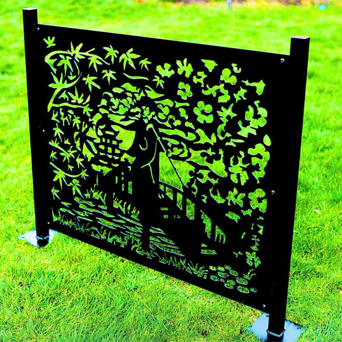 Japanese Gardens Low Maintenance Corten Steel Garden Fencing Screens Laser Cut